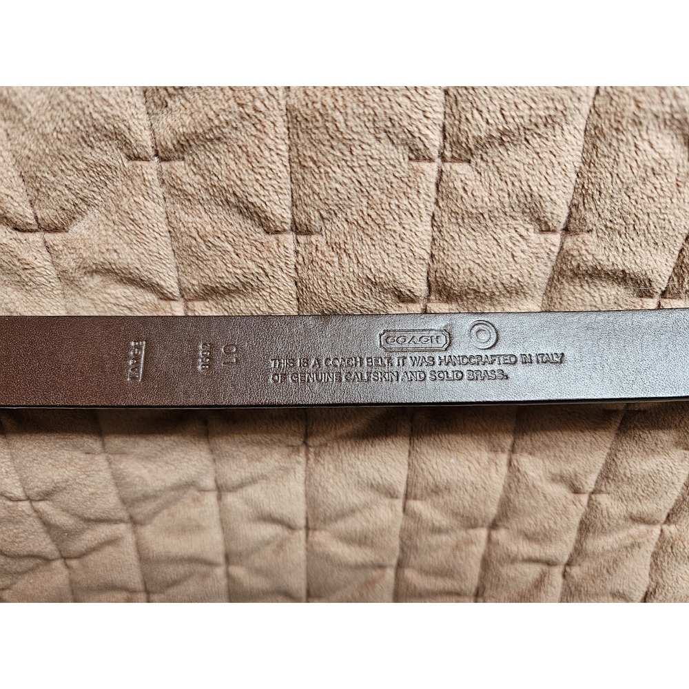 Coach Women's Black Calfskin Belt with Brass Hardware 40" Long, 3/4" Wide, LG - Picture 2 of 5